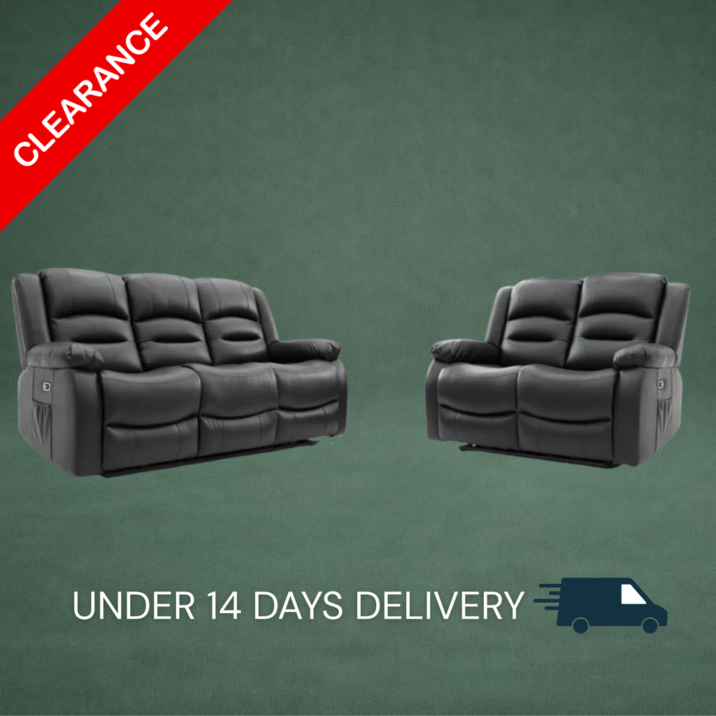 ANKARA GREY LEATHER RECLINER SET 3+2