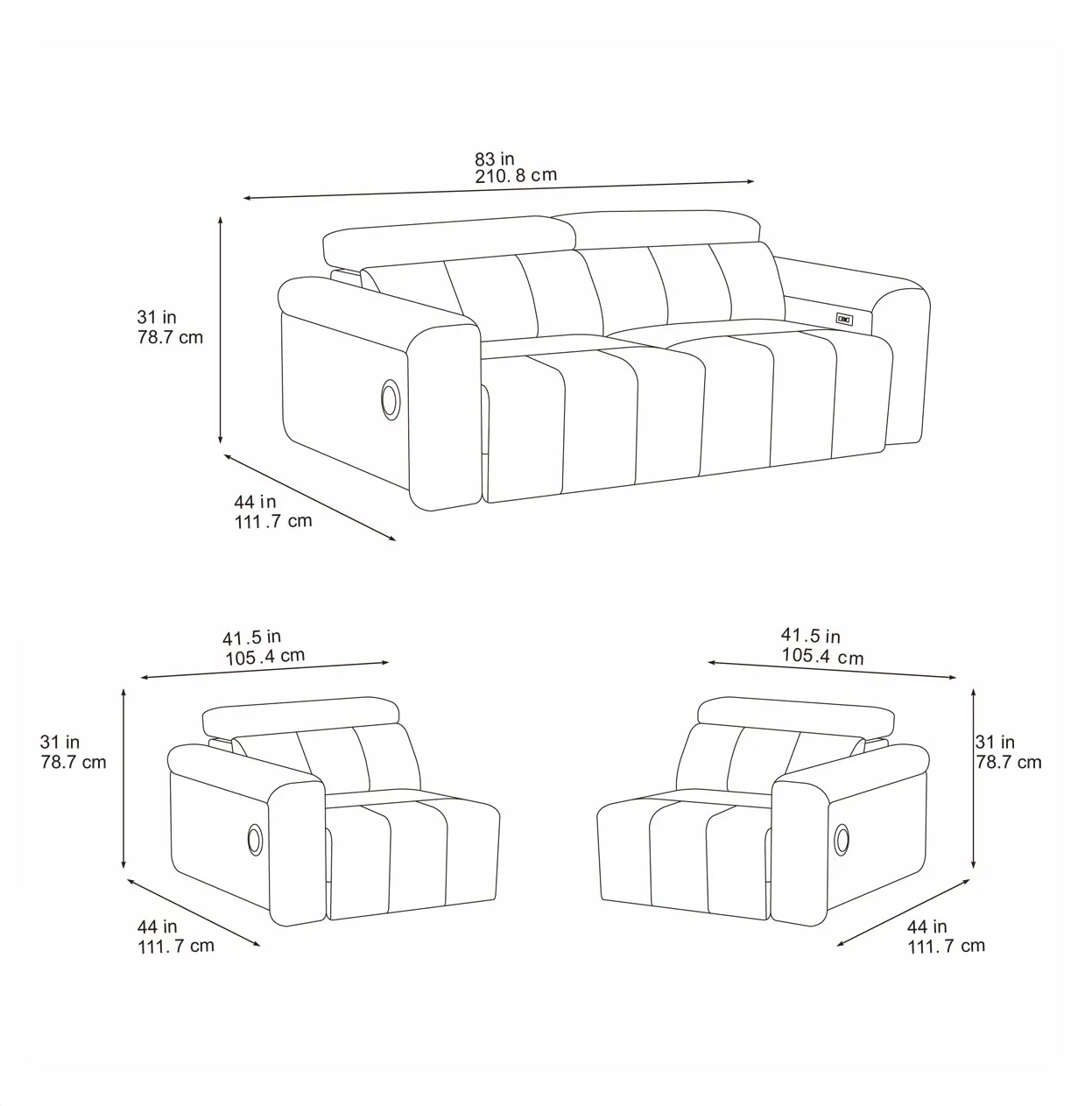 DALLAS 3 SEATER ELECTRIC SLIDER