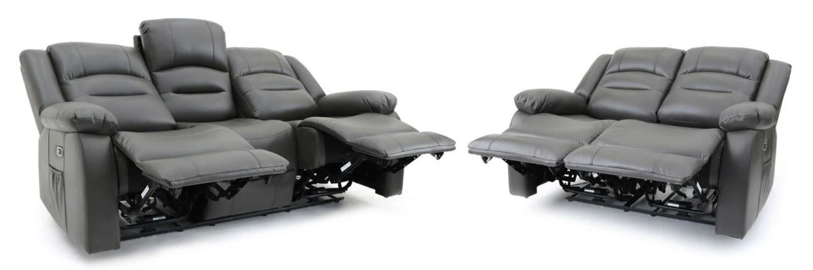 ANKARA GREY LEATHER RECLINER SET 3+2