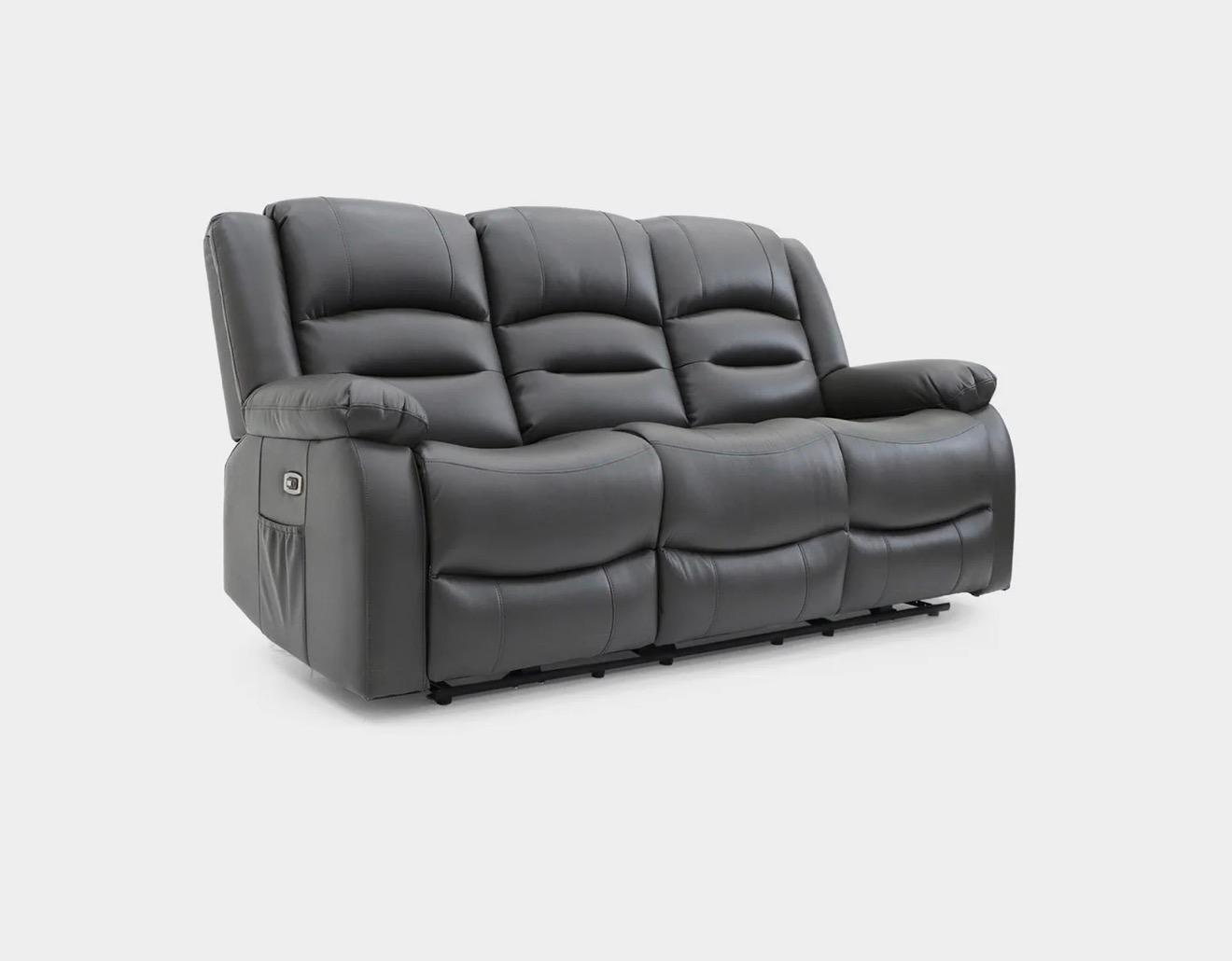 ANKARA GREY LEATHER RECLINER SET 3+2