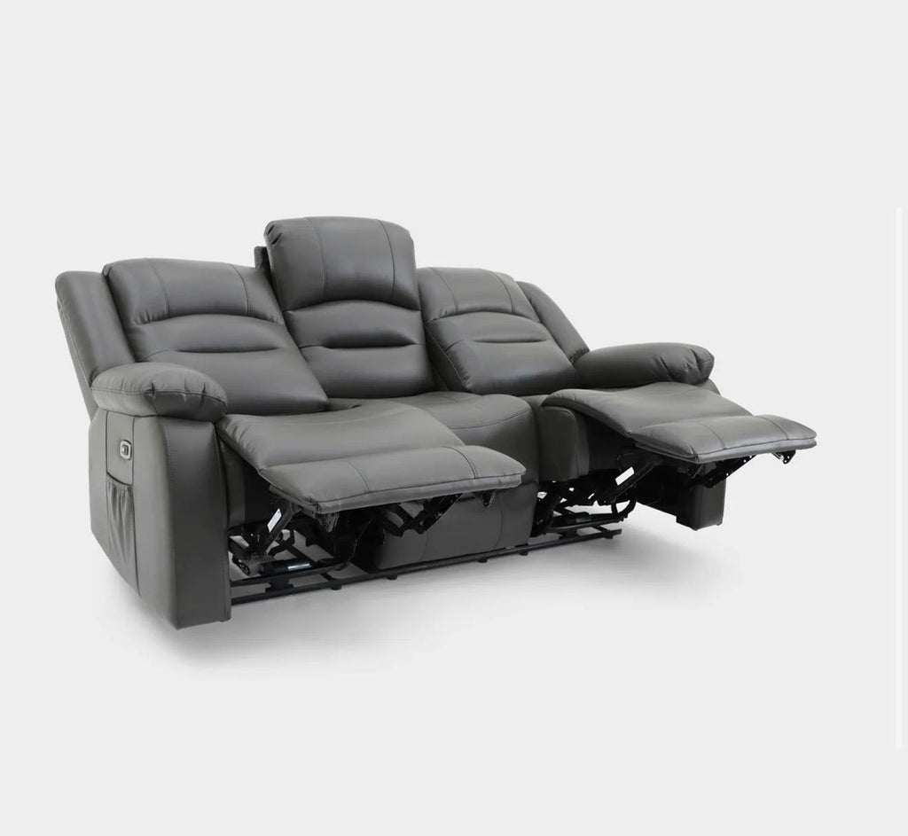 ANKARA GREY LEATHER RECLINER SET 3+2
