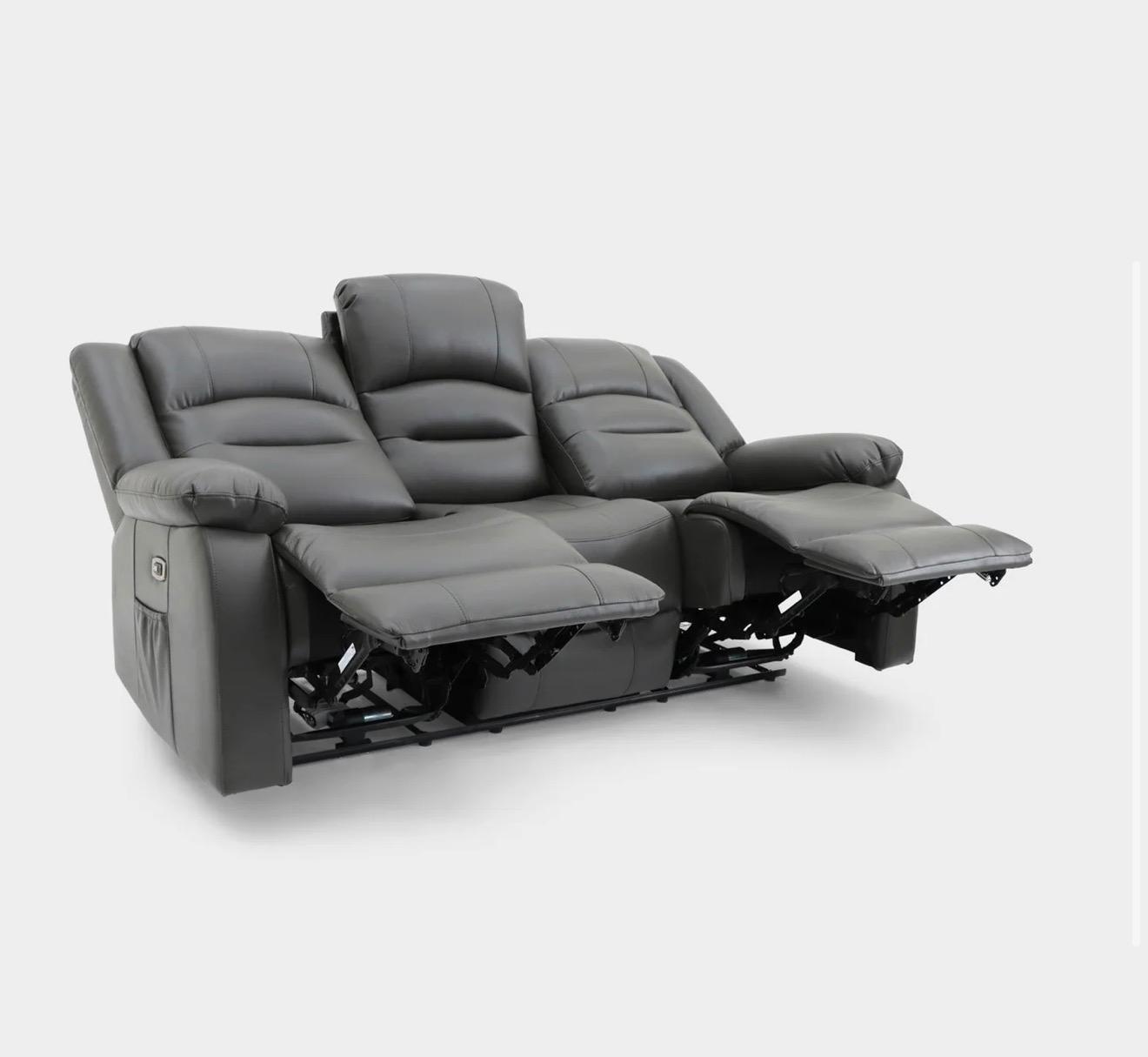 ANKARA GREY LEATHER RECLINER SET 3+2