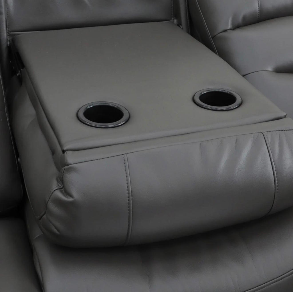 ANKARA GREY LEATHER RECLINER SET 3+2