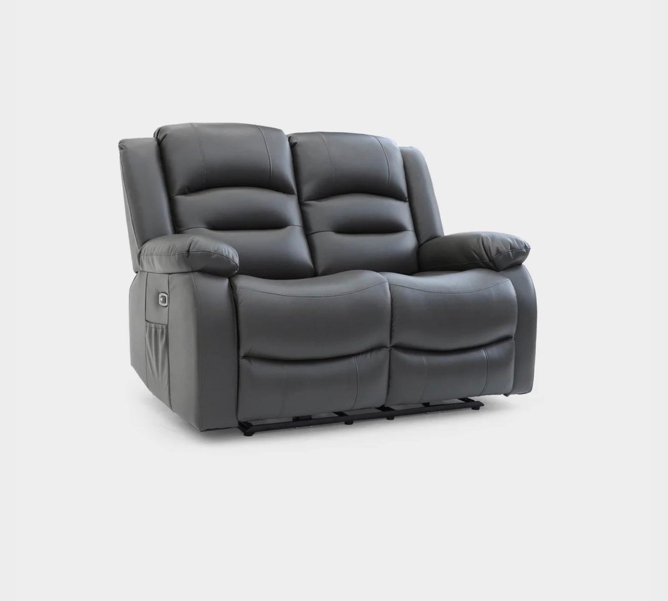 ANKARA GREY LEATHER RECLINER SET 3+2