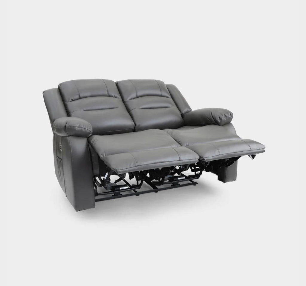 ANKARA GREY LEATHER RECLINER SET 3+2